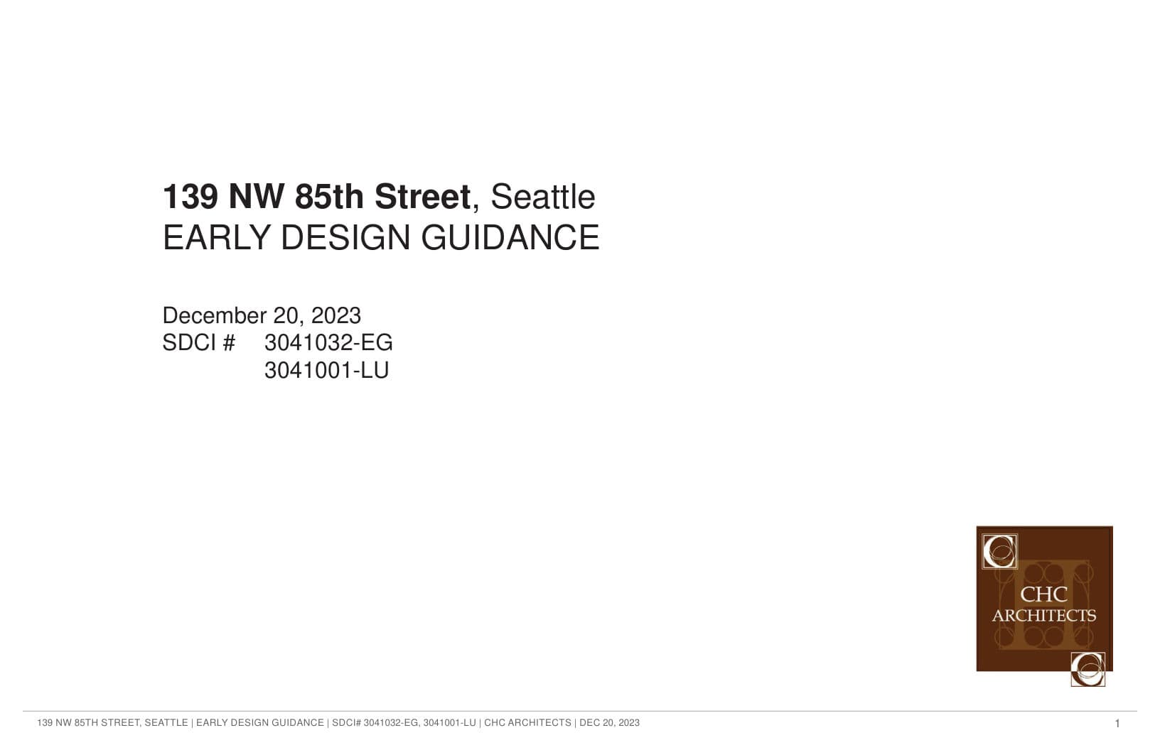 Early design guidance #3041032-EG, sheet 1 of 42