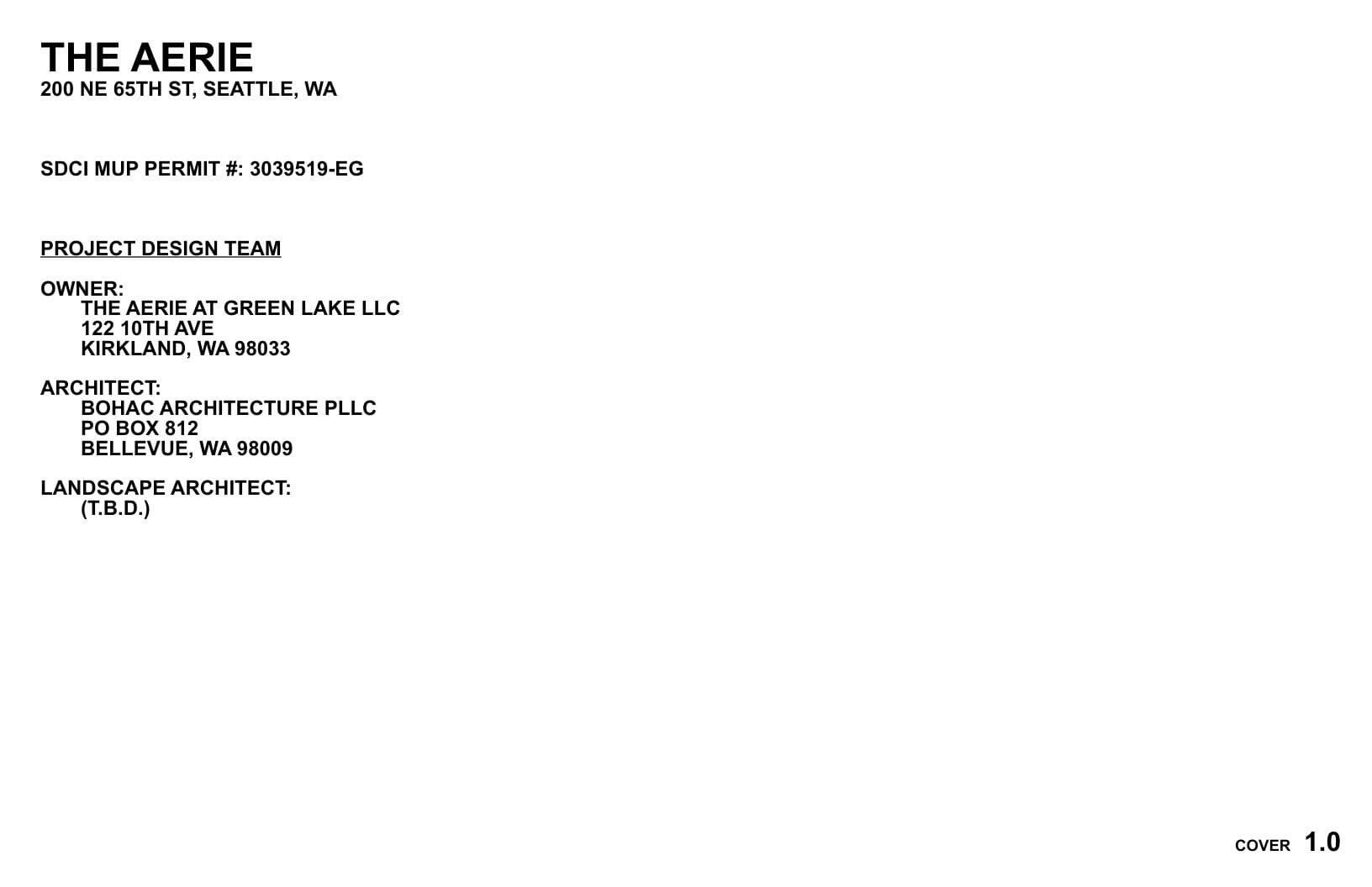Early design guidance #3039519-EG, sheet 1 of 19