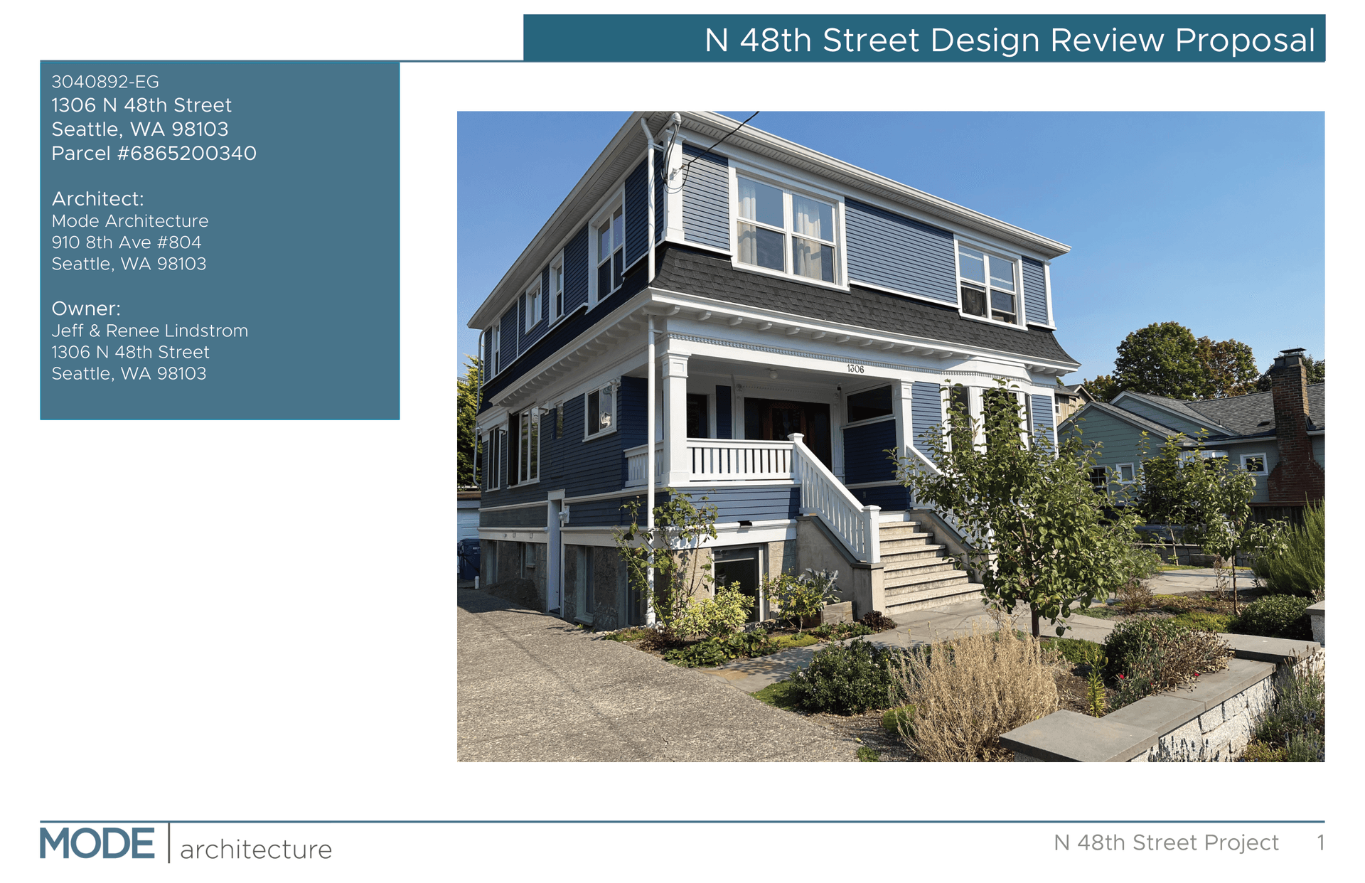 Cover drawing of 1306 N 48th St, from its design review packet