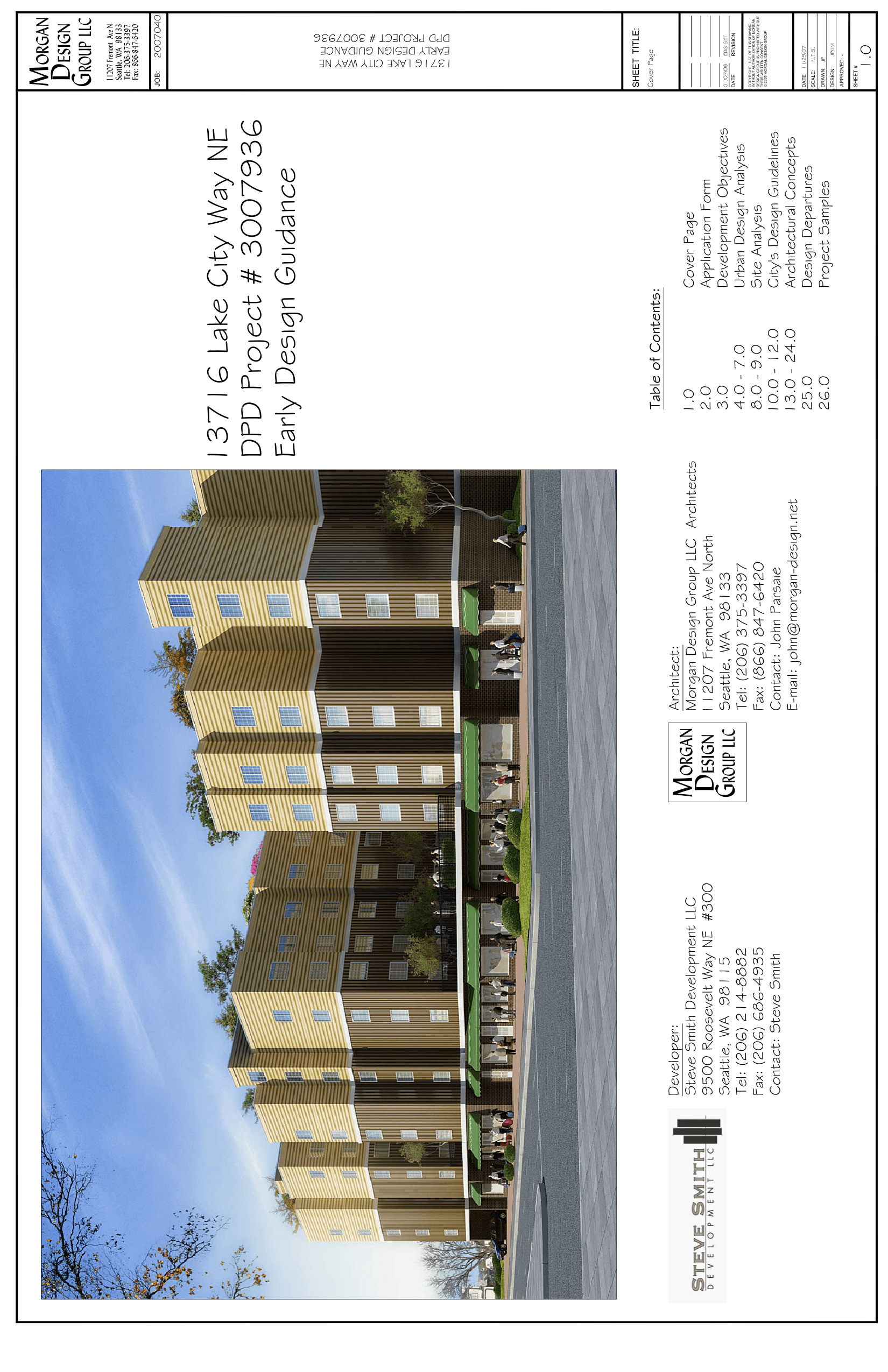 Cover drawing of 13705 35th Ave NE, from its design review packet