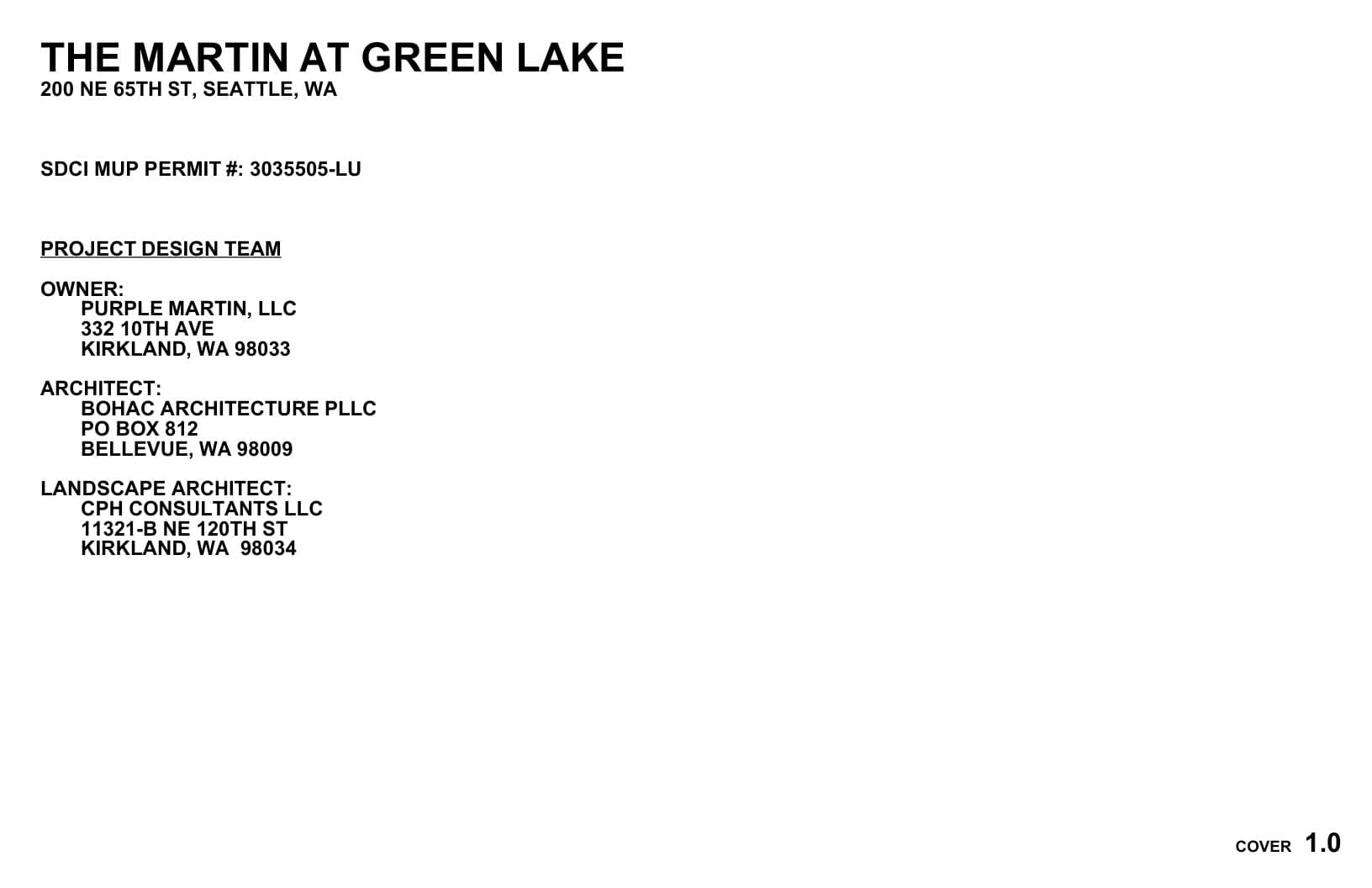 Early design guidance #3035901-EG, sheet 1 of 14