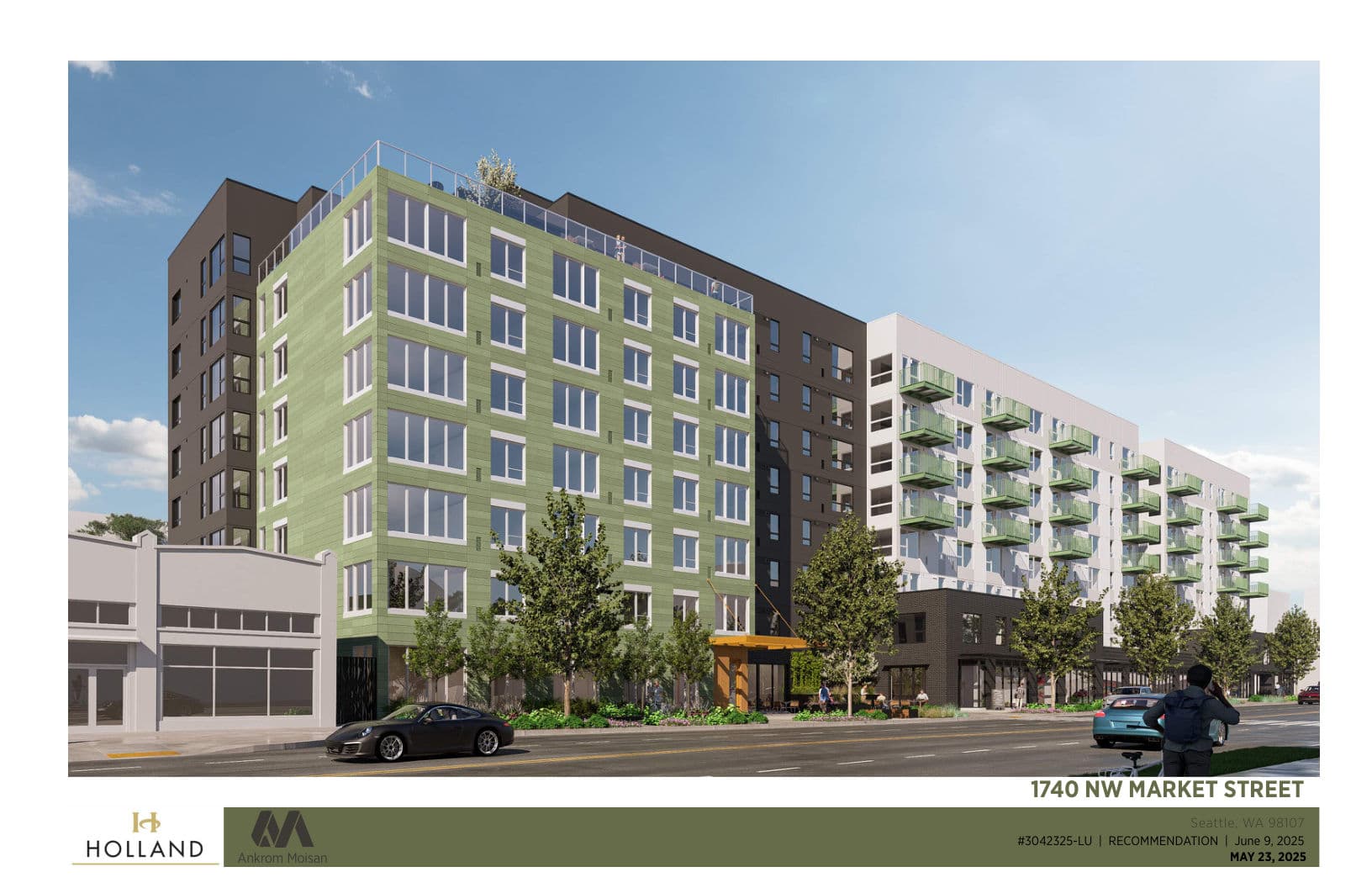 Drawing of Ballard Apartments at 1740 NW Market St, from its design review filing
