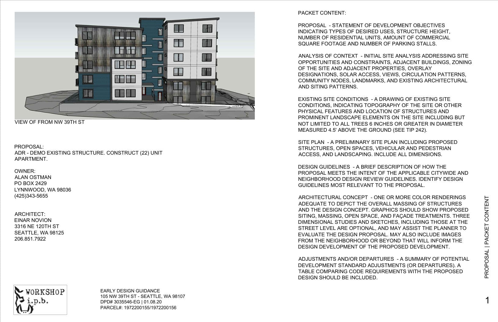 Early design guidance #3035546-EG, sheet 1 of 13