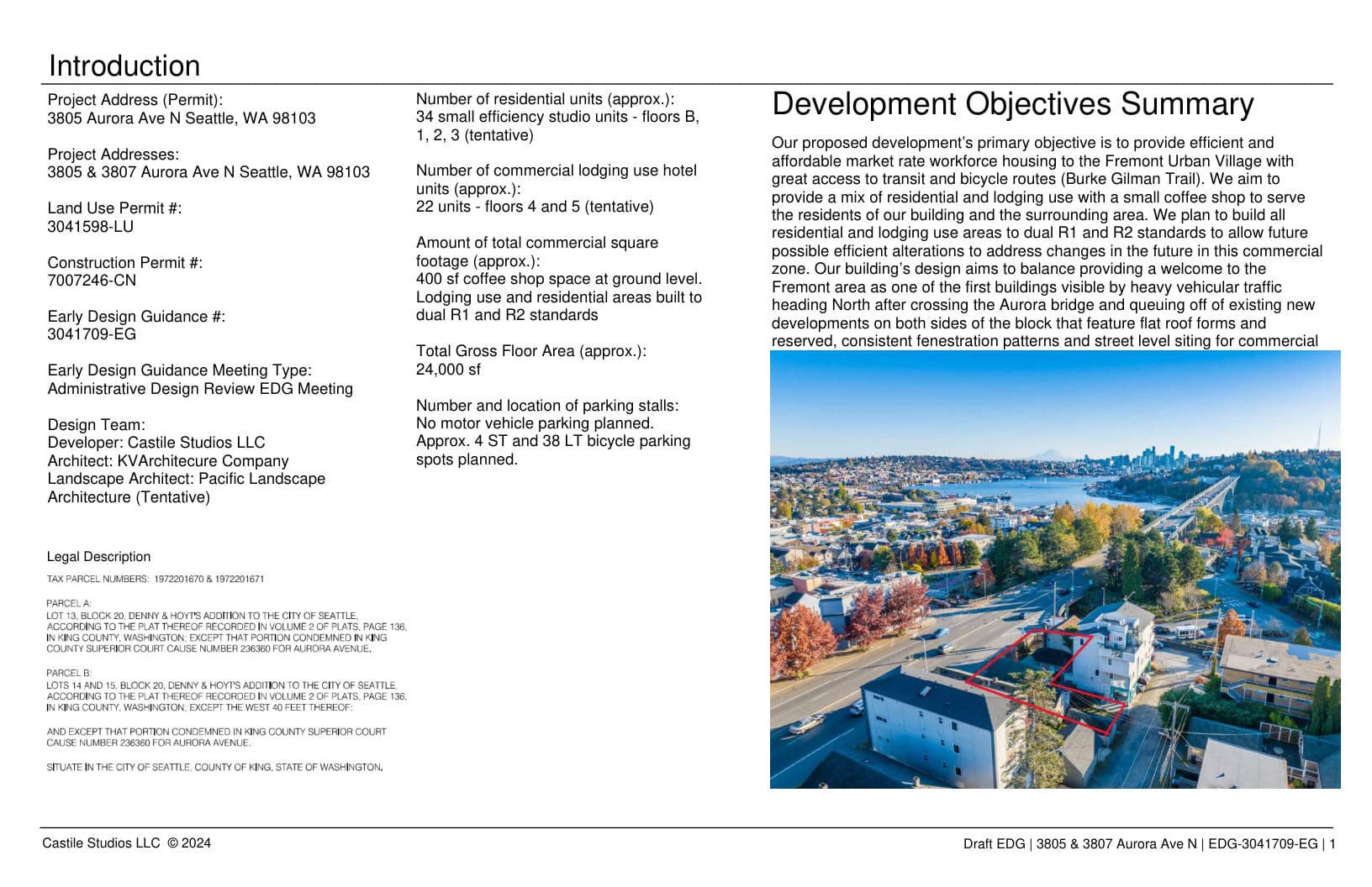 Early design guidance #3041709-EG, sheet 1 of 32