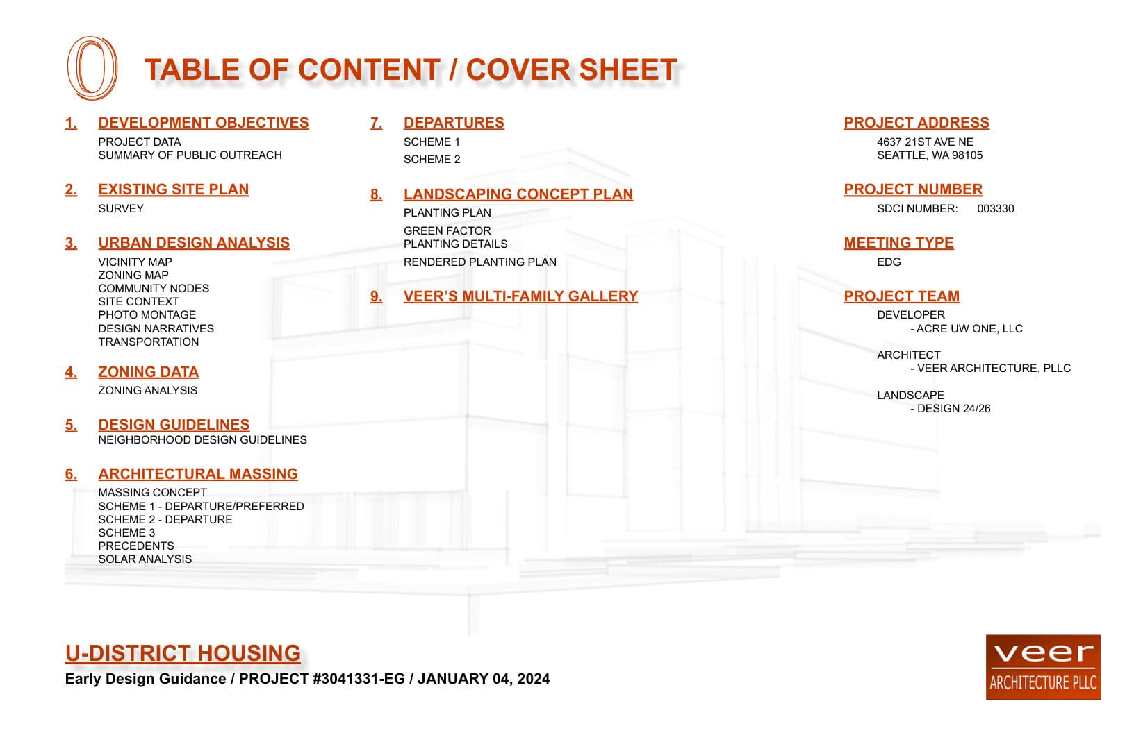 Early design guidance #3041331-EG, sheet 1 of 40