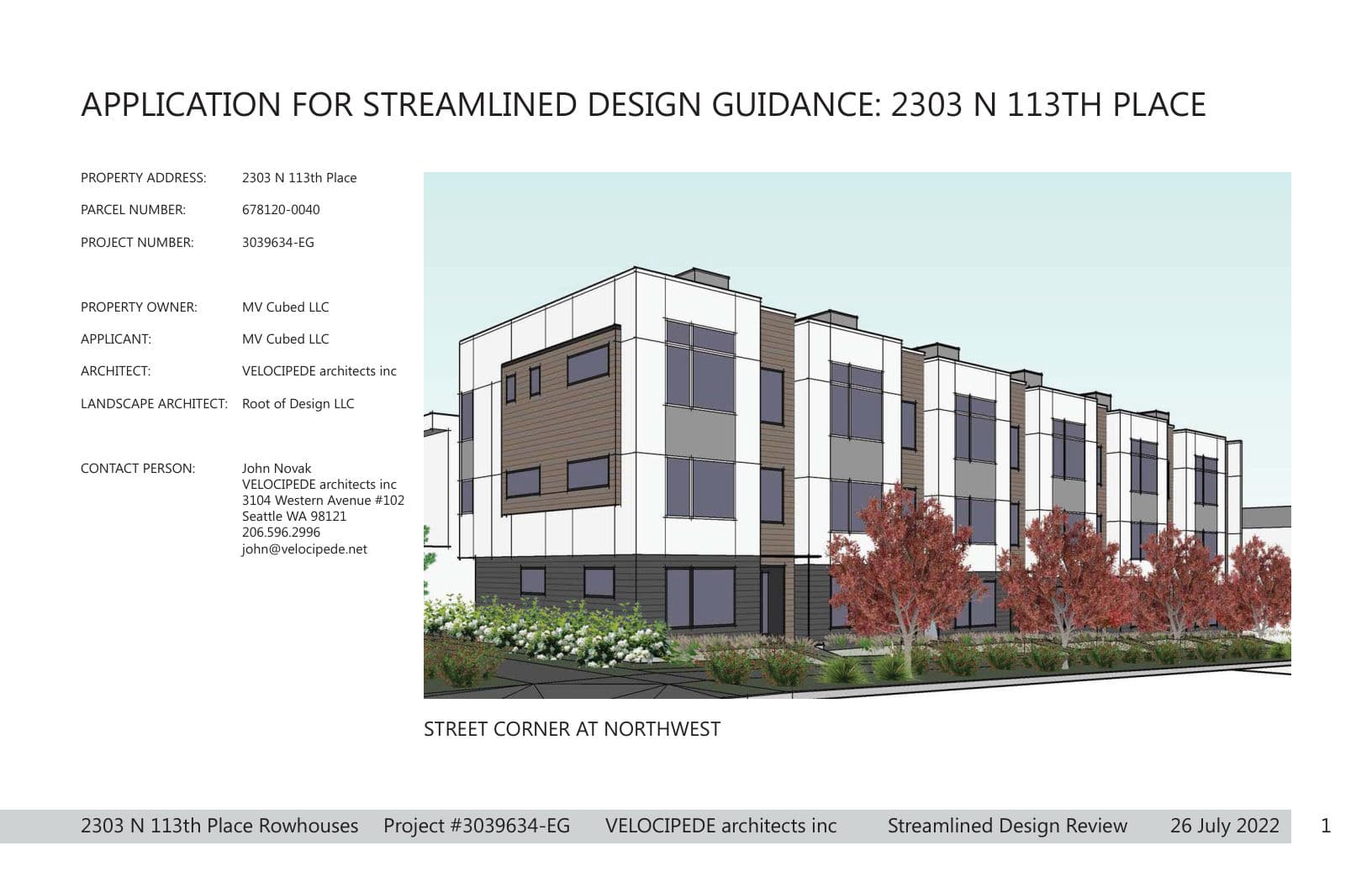 Early design guidance #3039634-EG, sheet 1 of 19
